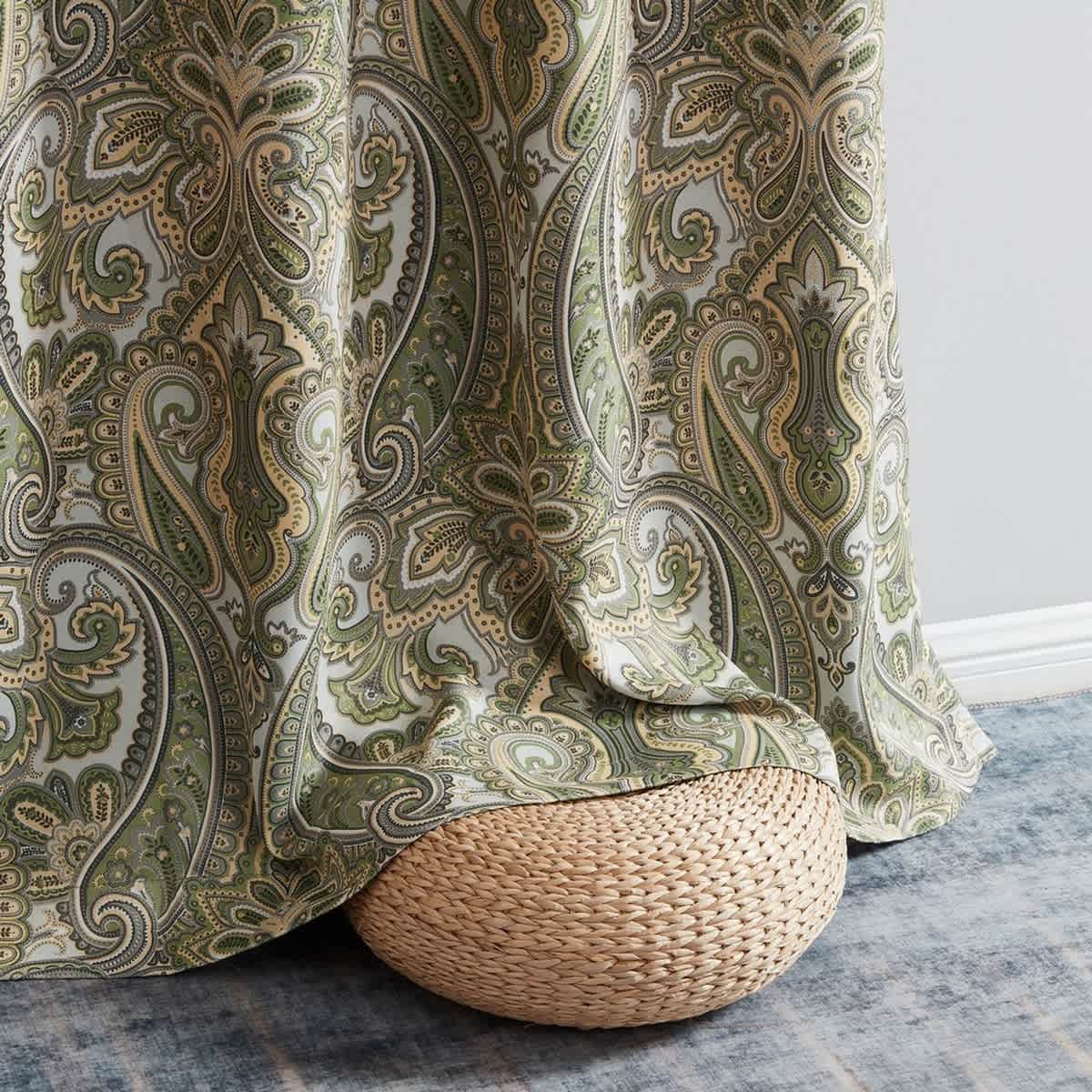 Thd France Paisley Print Damask Energy Efficient Room Darkening Grommet Window Curtain Panels - Pair - Image 15