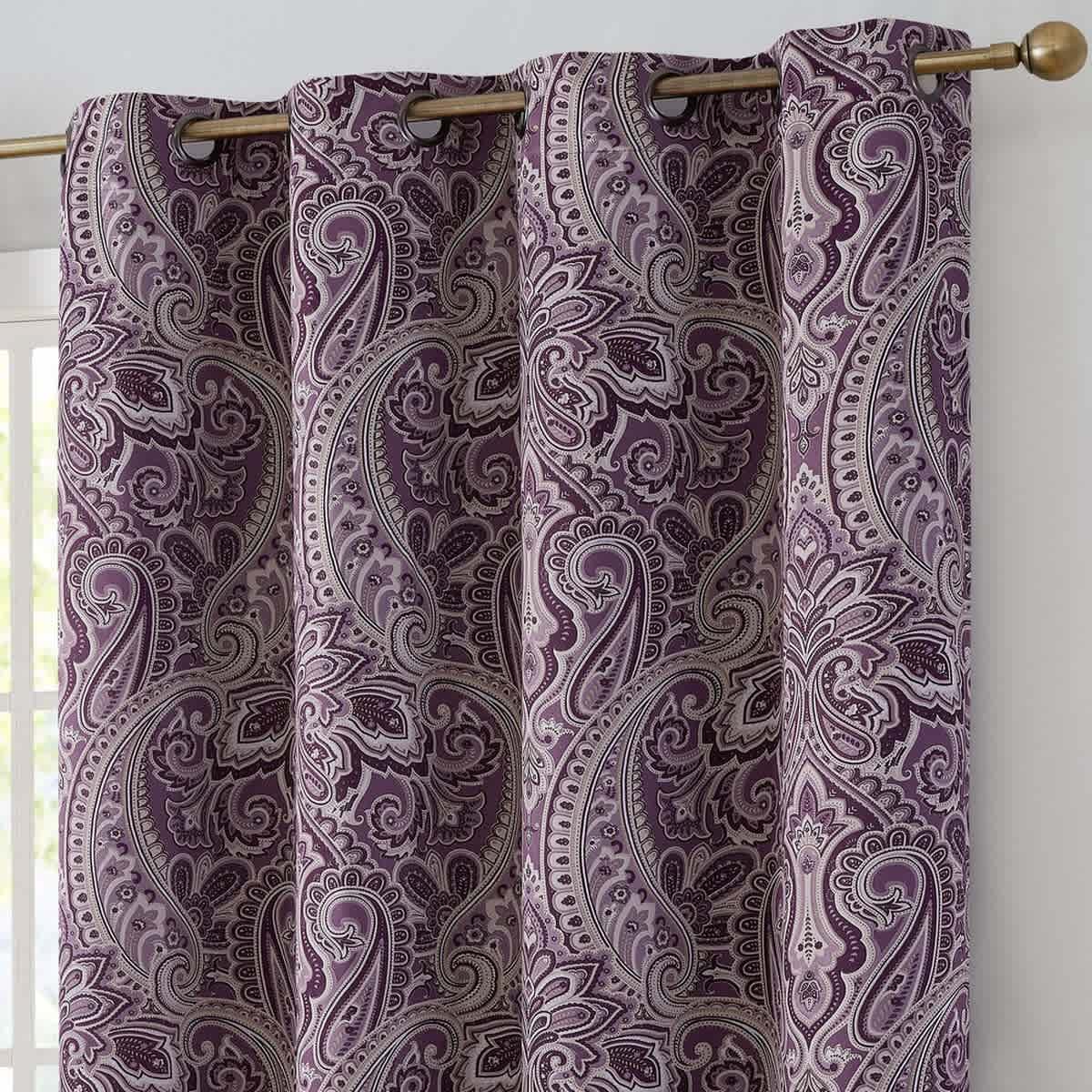 Thd France Paisley Print Damask Energy Efficient Room Darkening Grommet Window Curtain Panels - Pair - Image 16