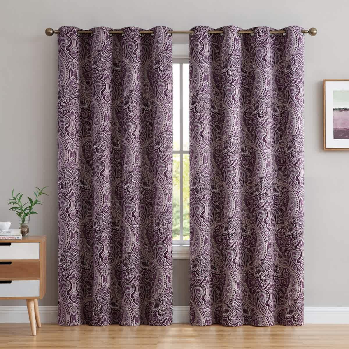 Thd France Paisley Print Damask Energy Efficient Room Darkening Grommet Window Curtain Panels - Pair - Image 17