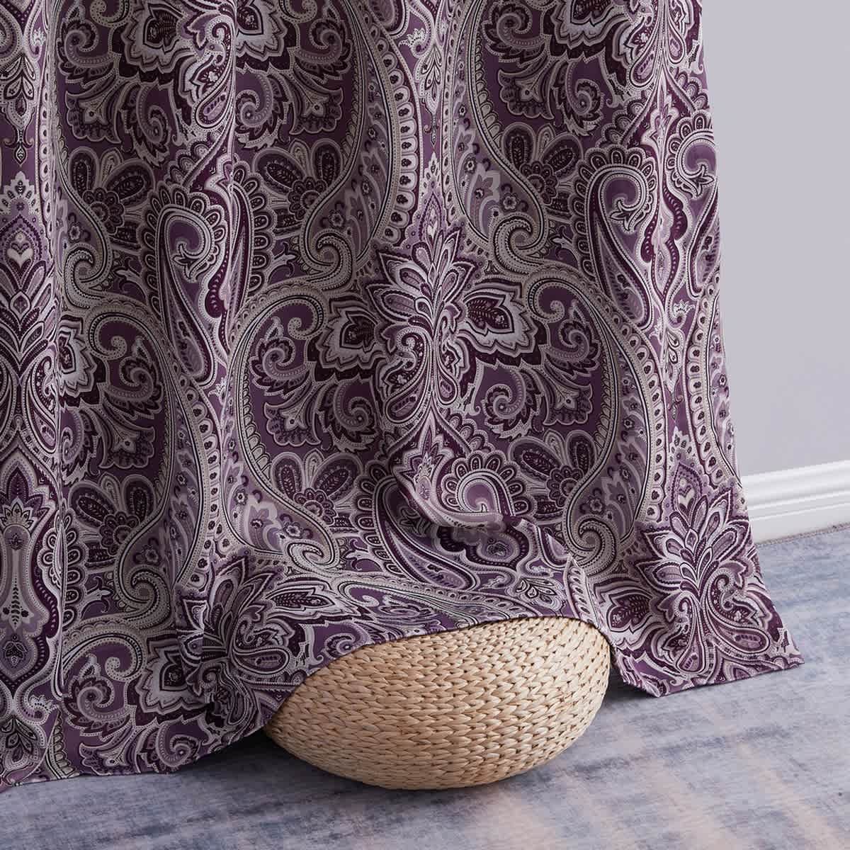 Thd France Paisley Print Damask Energy Efficient Room Darkening Grommet Window Curtain Panels - Pair - Image 21