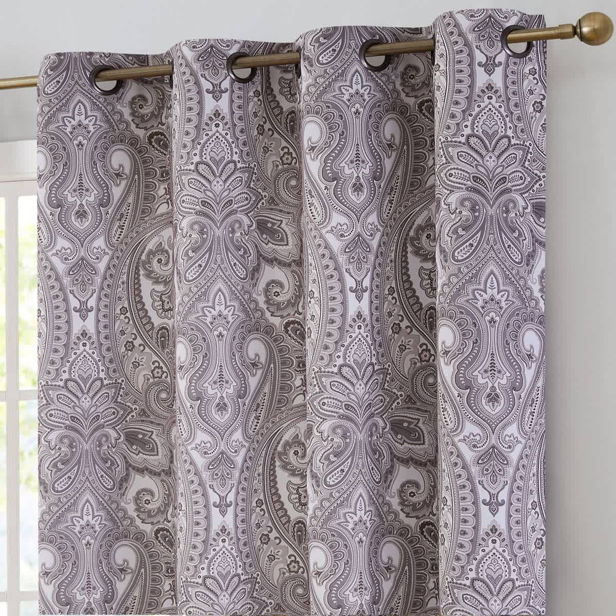 Thd France Paisley Print Damask Energy Efficient Room Darkening Grommet Window Curtain Panels - Pair - Image 23