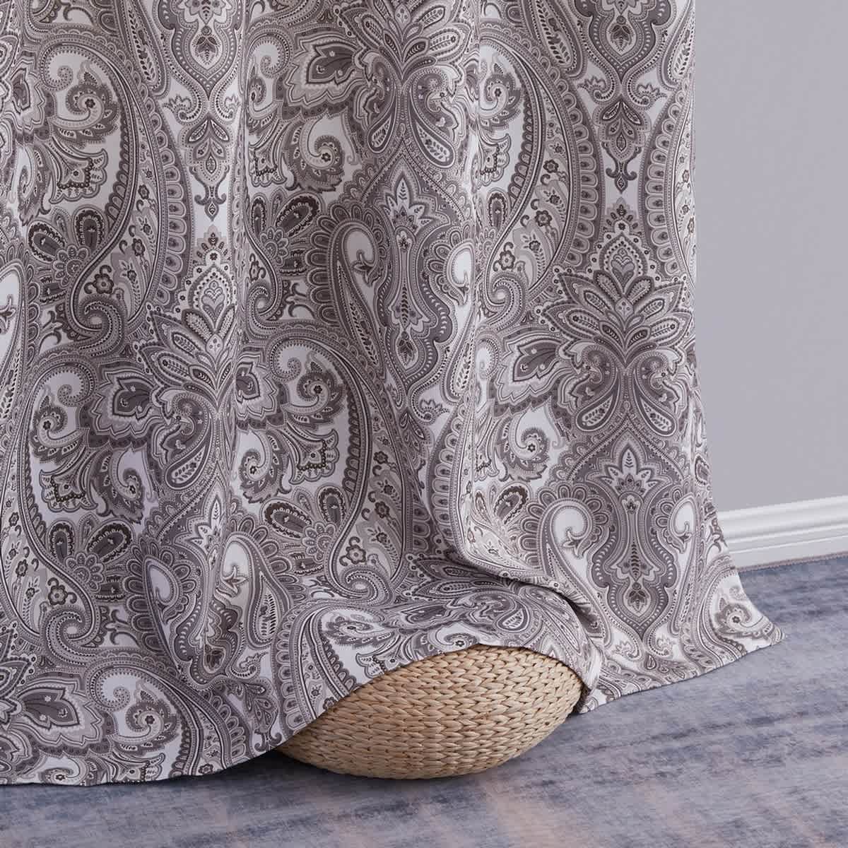 Thd France Paisley Print Damask Energy Efficient Room Darkening Grommet Window Curtain Panels - Pair - Image 28