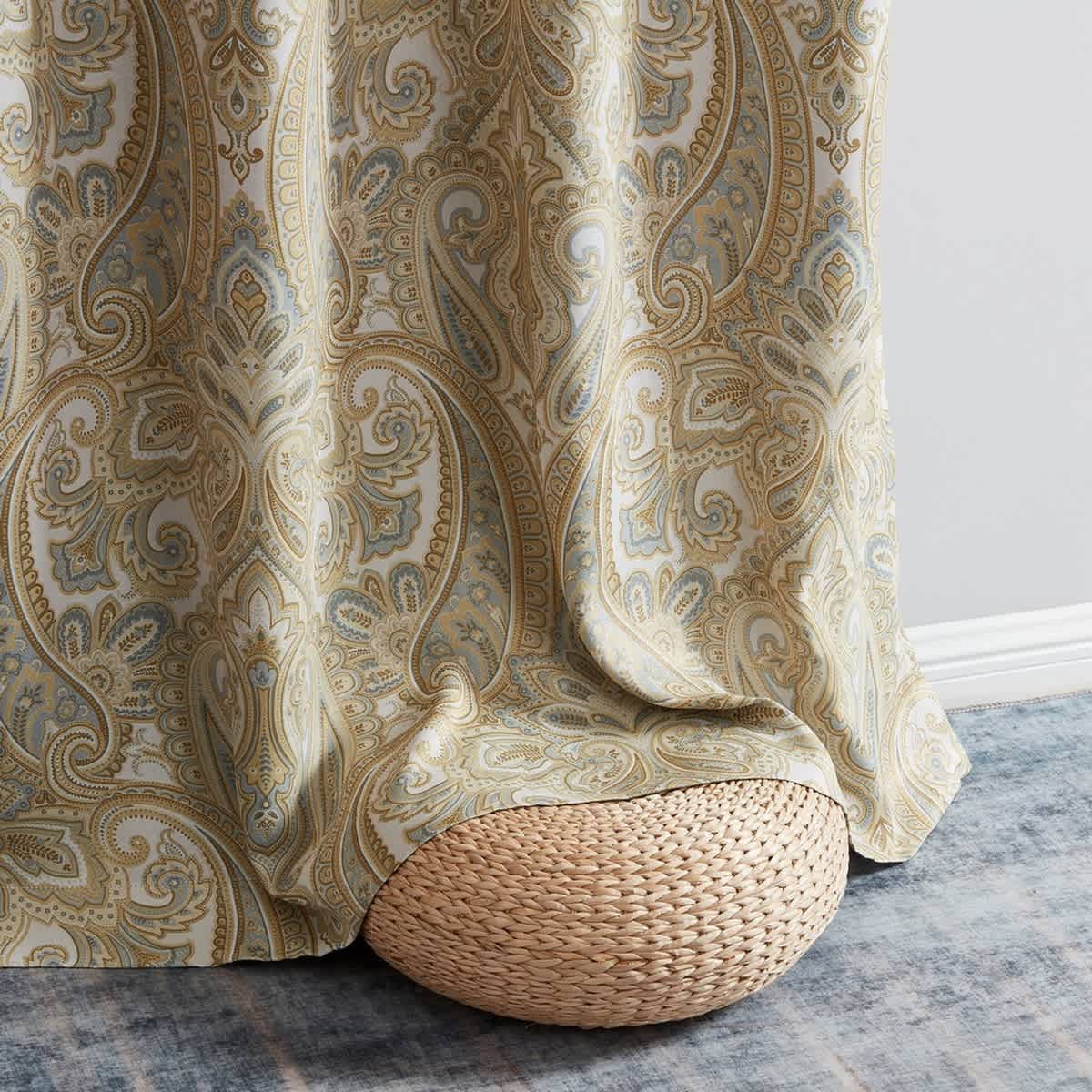 Thd France Paisley Print Damask Energy Efficient Room Darkening Grommet Window Curtain Panels - Pair - Image 34