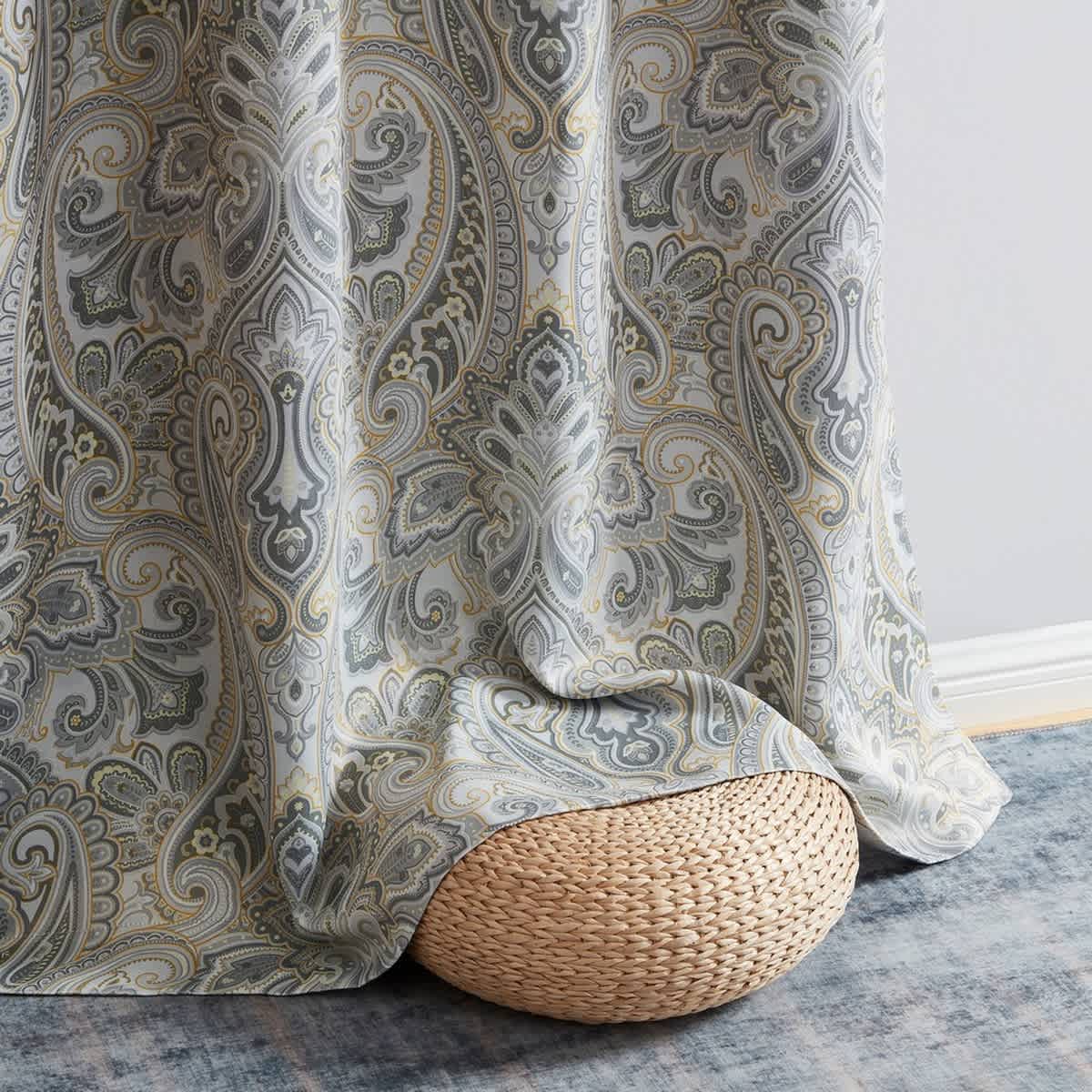 Thd France Paisley Print Damask Energy Efficient Room Darkening Grommet Window Curtain Panels - Pair - Image 40