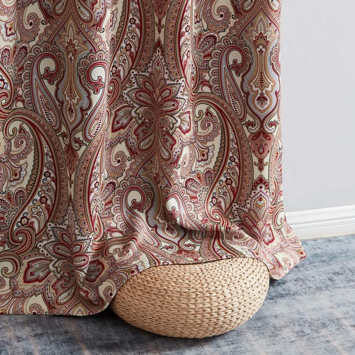 Thd France Paisley Print Damask Energy Efficient Room Darkening Grommet Window Curtain Panels - Pair - Image 5