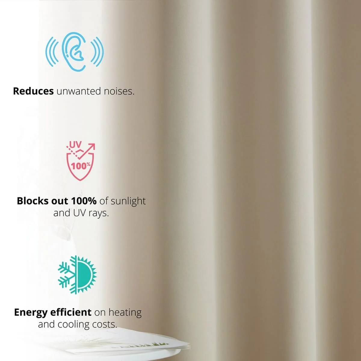 Thd Grant 100% Blackout Rod Pocket Window Curtain Panels Energy Efficient Total Privacy - Pair - Image 14