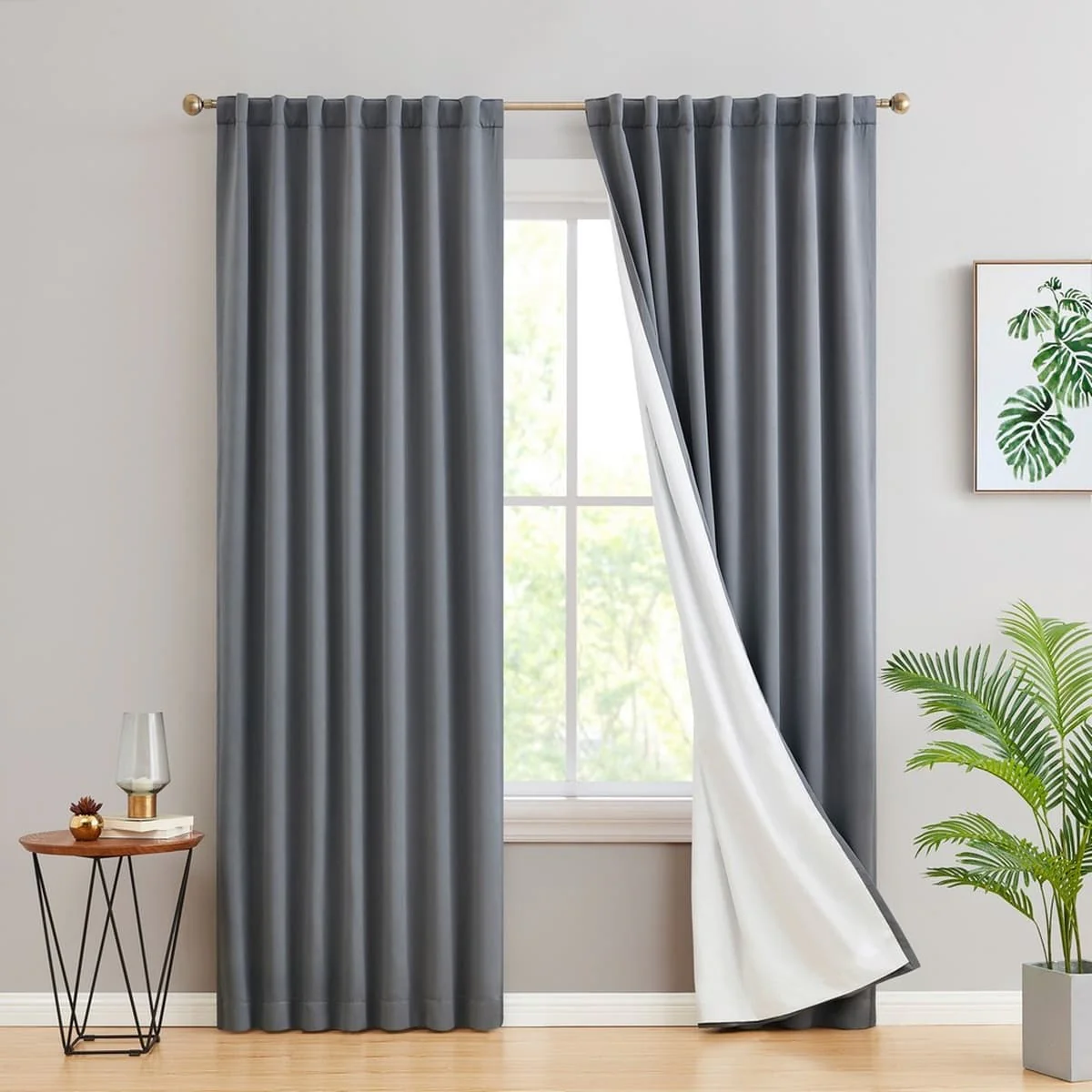 Thd Grant 100% Blackout Rod Pocket Window Curtain Panels Energy Efficient Total Privacy - Pair - Image 18
