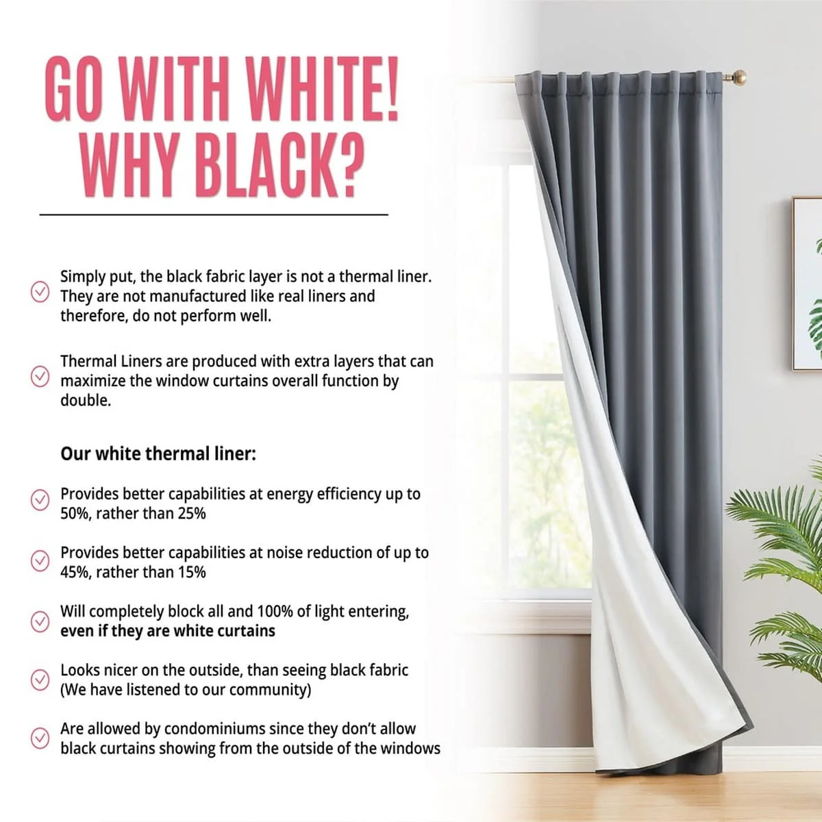 Thd Grant 100% Blackout Rod Pocket Window Curtain Panels Energy Efficient Total Privacy - Pair - Image 22