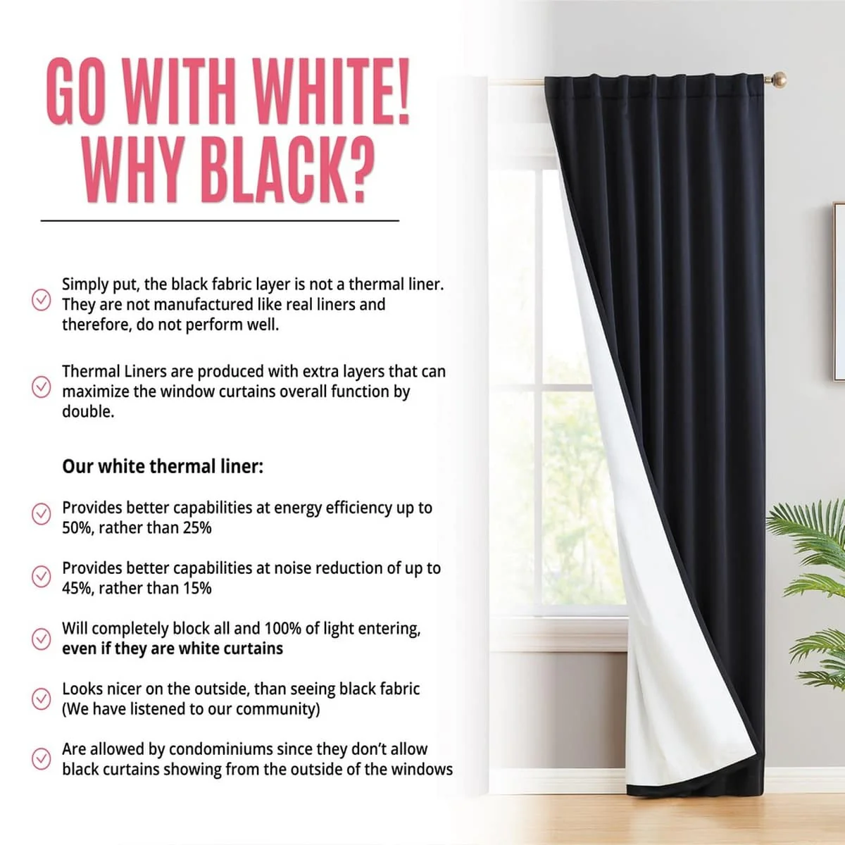Thd Grant 100% Blackout Rod Pocket Window Curtain Panels Energy Efficient Total Privacy - Pair - Image 38