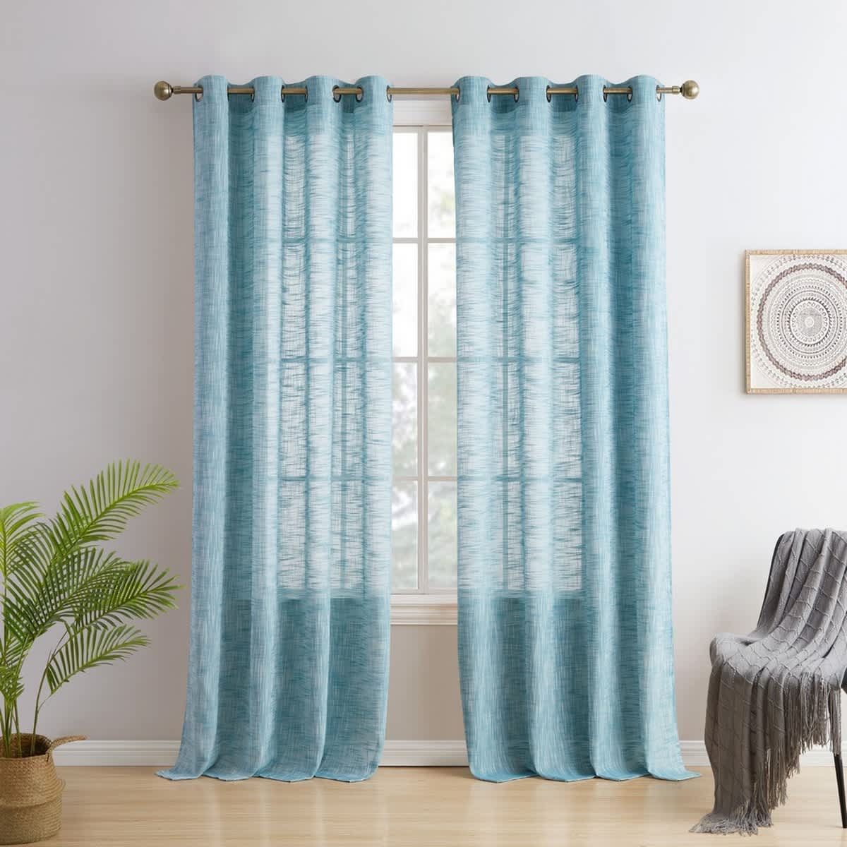 Thd Harley Faux Linen Textured Semi Sheer Sun Light Filtering Window Grommet Curtain Panels, 2 Panels - Image 51