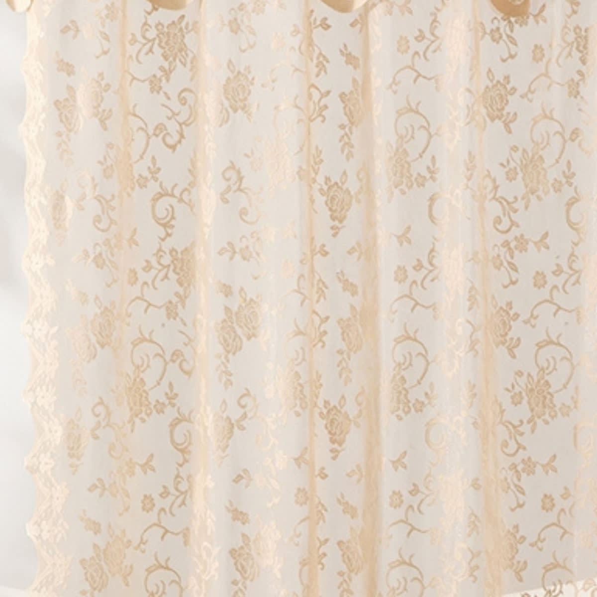 Thd Harpy Lace Bathroom Shower Curtain with Floral Vine Design and Attached Valance, Elegant Victorian Classic Style - Image 8
