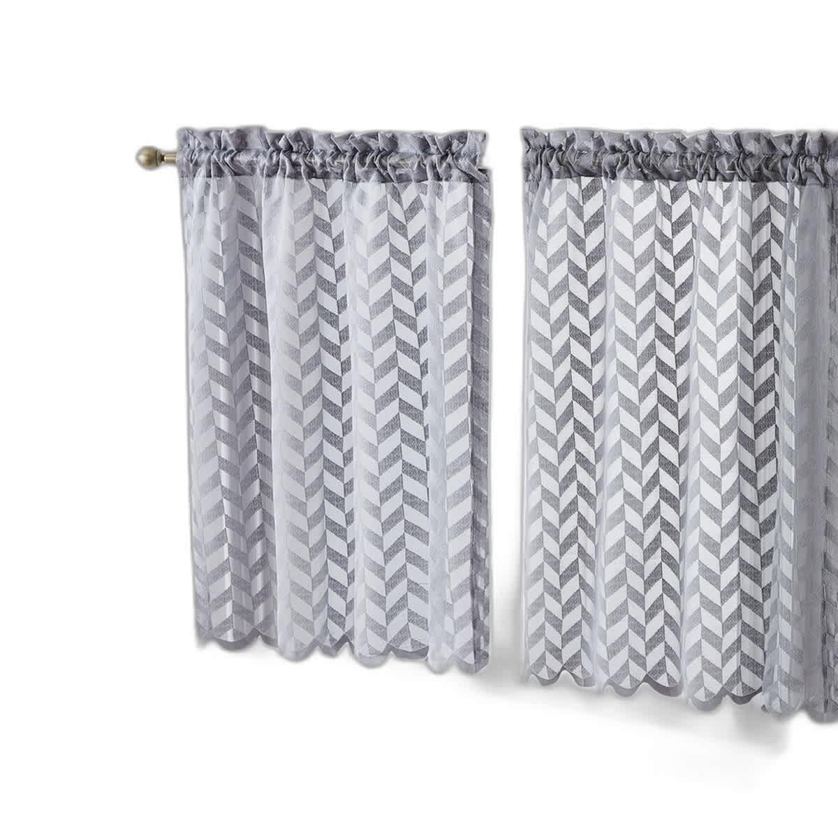 Thd Herringbone Lace Thick Semi Sheer Rod Pocket Premium Window Café Tiers or Valance - Image 13