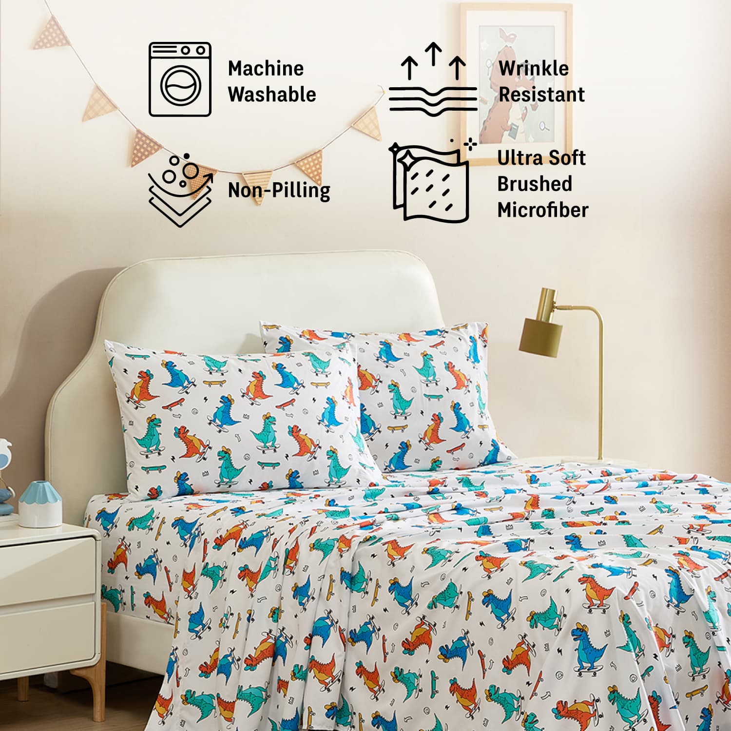 Thd Kids Patterned Printed Ultra-Soft Bed Sheet Set, Wrinkle Resistant (Up to 15" Deep Pocket) - Image 34
