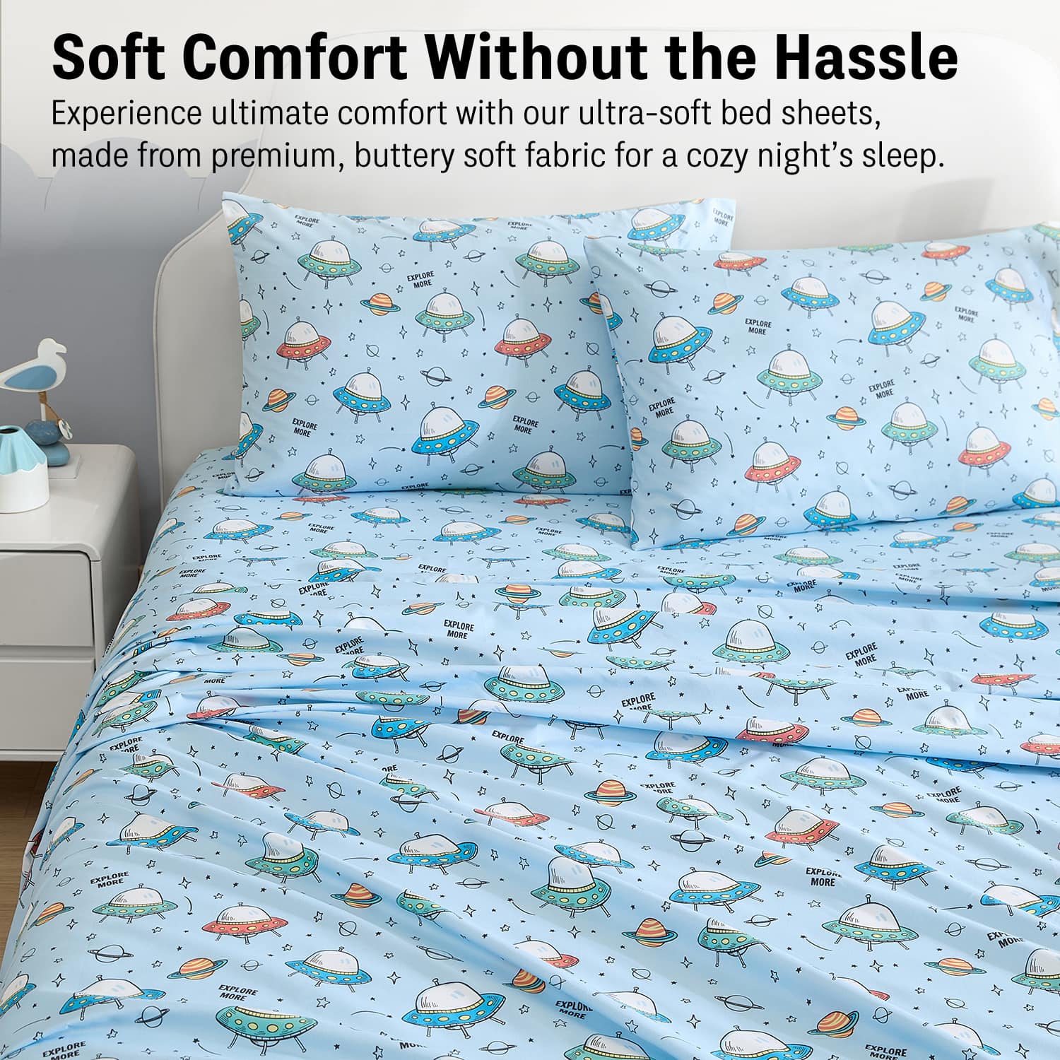 Thd Kids Patterned Printed Ultra-Soft Bed Sheet Set, Wrinkle Resistant (Up to 15" Deep Pocket) - Image 71