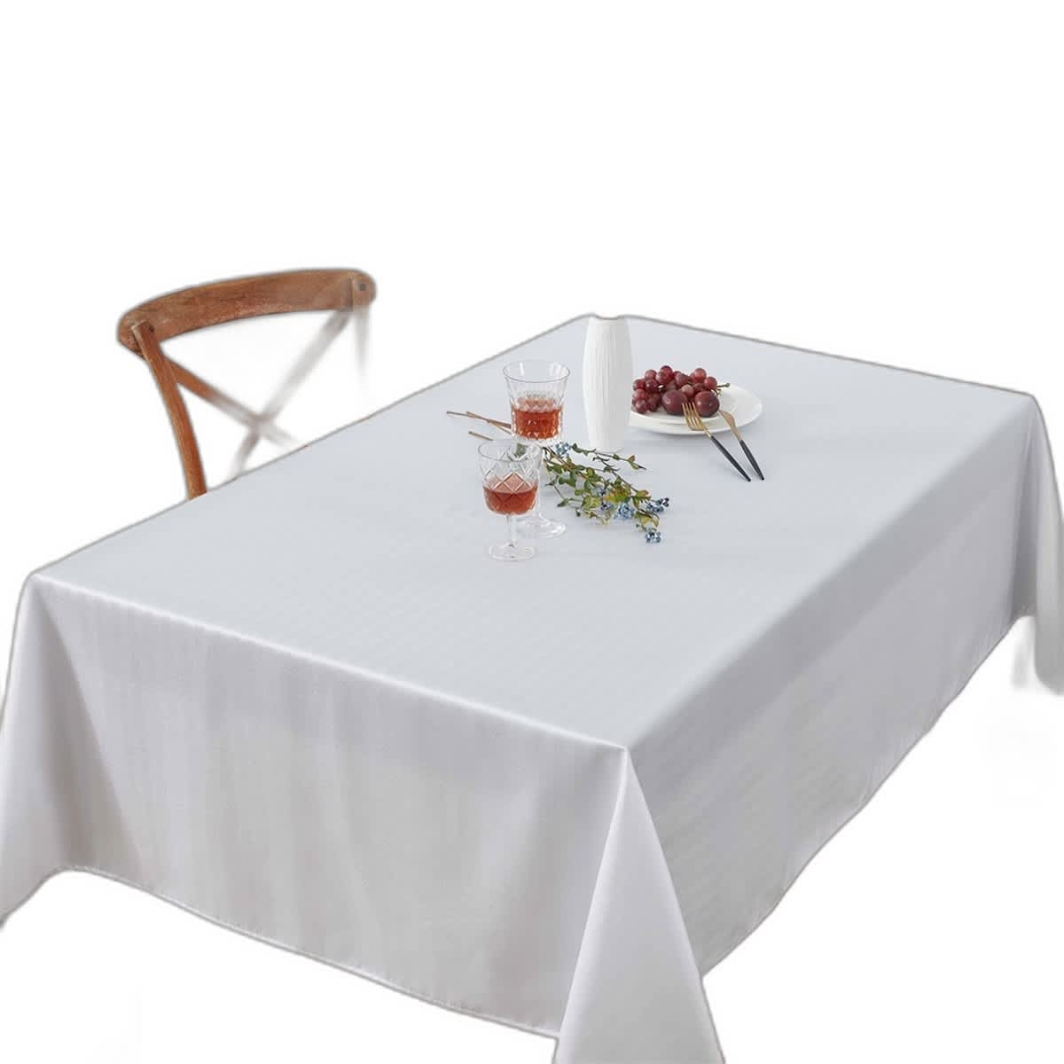 Thd Linky Stripe Fabric Tablecloth for Rectangle Table, Water, Fade, Stain, and Wrinkle Resistance - Image 8