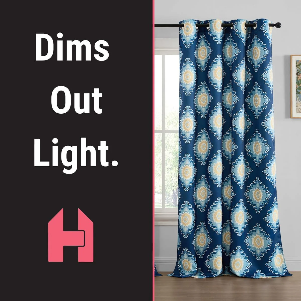 Thd Lonny Ogee Ikat Damask Patterned Room Darkening Grommet Window Curtains (Set of 2) - Image 3