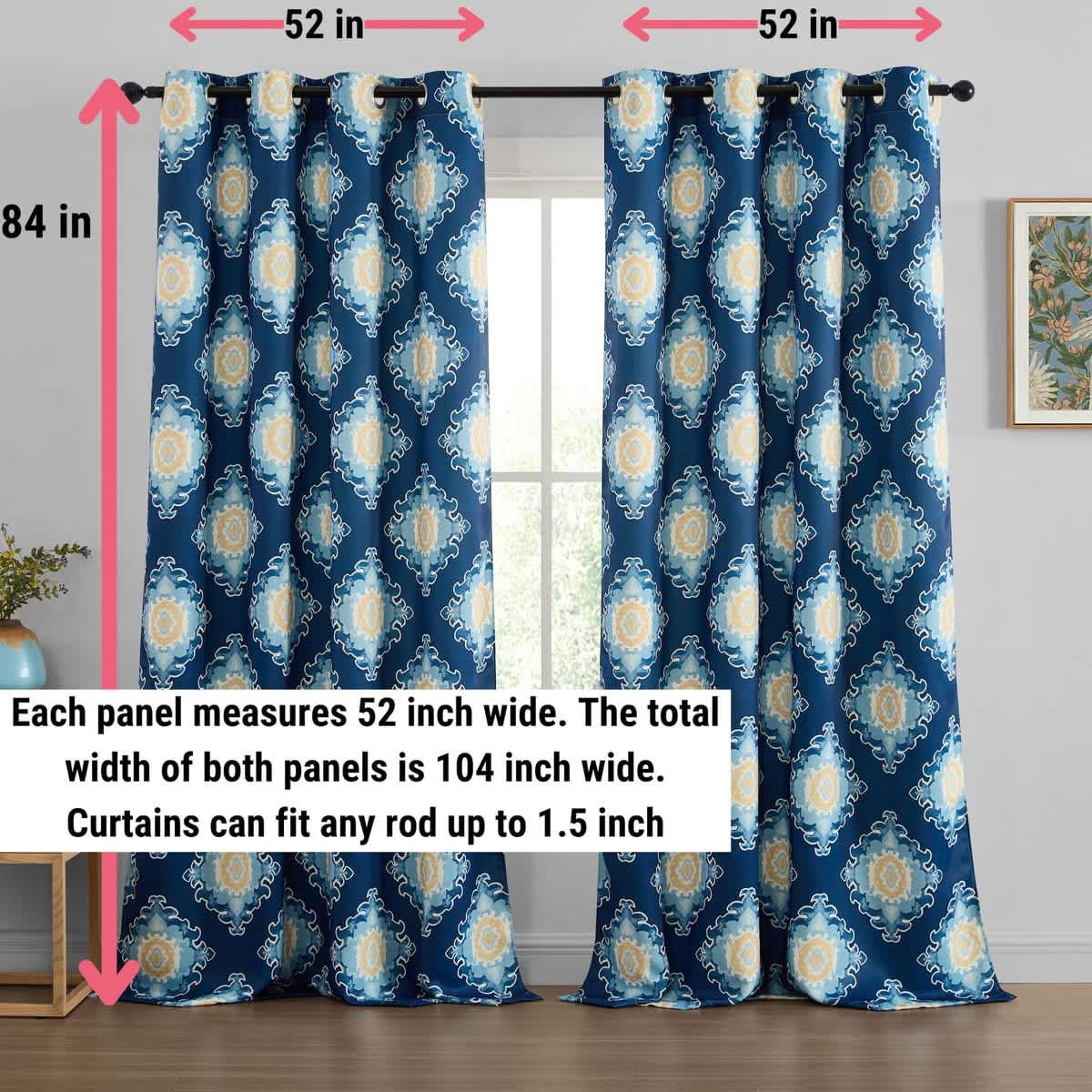 Thd Lonny Ogee Ikat Damask Patterned Room Darkening Grommet Window Curtains (Set of 2) - Image 4