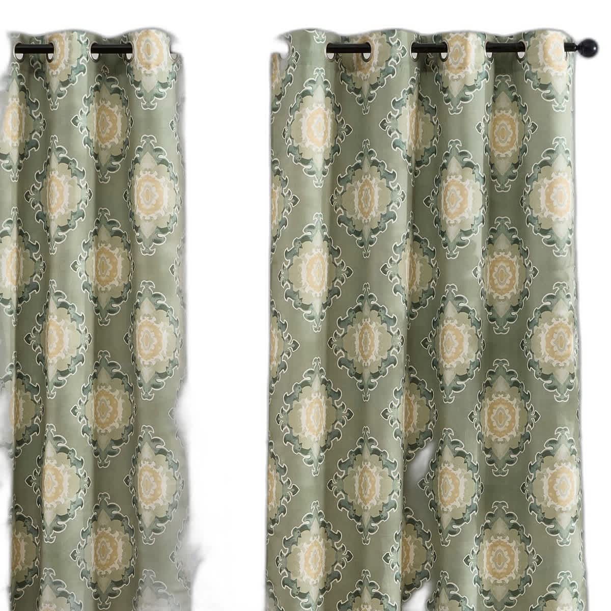Thd Lonny Ogee Ikat Damask Patterned Room Darkening Grommet Window Curtains (Set of 2) - Image 9