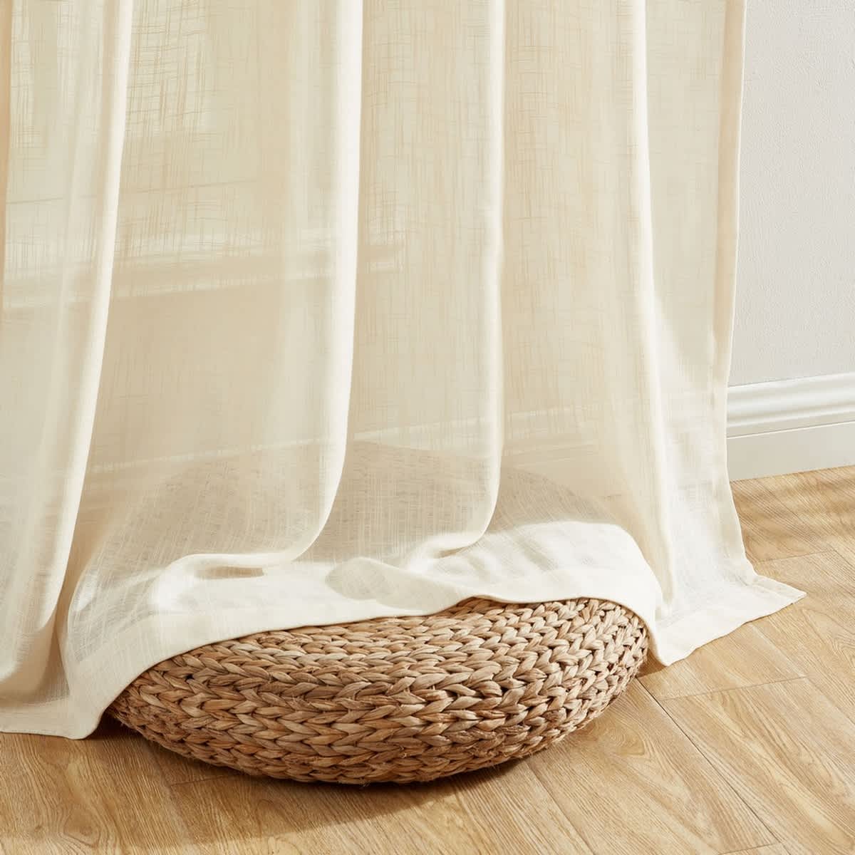 Thd Lynda Faux Linen Textured Semi Sheer Window Rod Pocket Thick Curtains Drapery Panels, Pair - Image 10