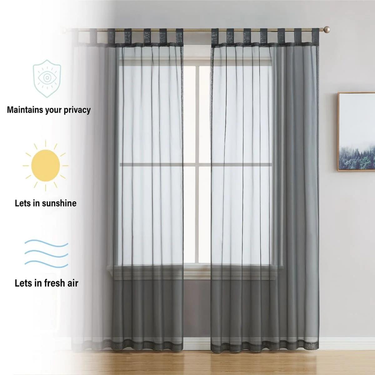 Thd Marni Sheer Voile Tab Top Window Curtain Panels for Living Room & Bedroom, Set of 2 Panels - Image 14