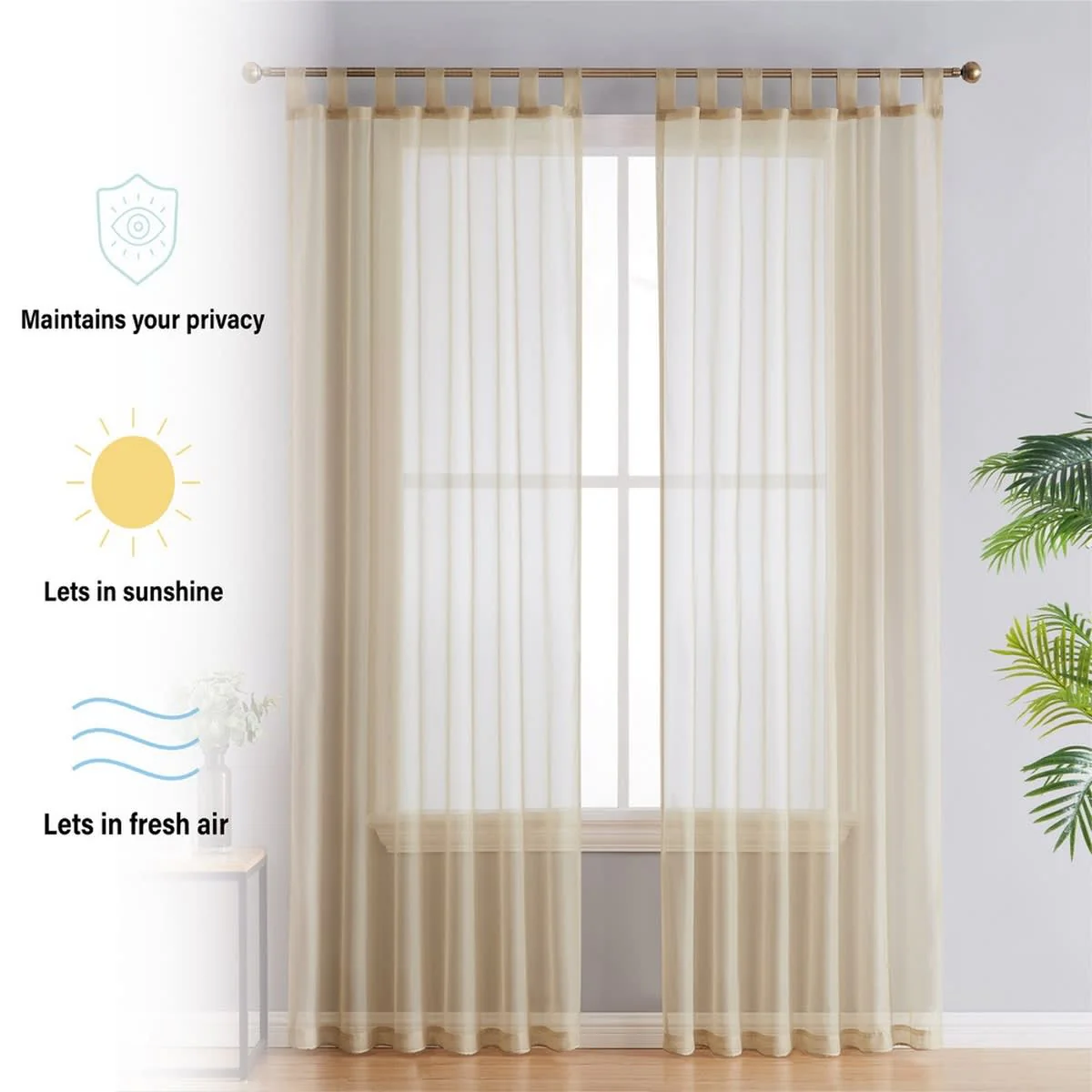 Thd Marni Sheer Voile Tab Top Window Curtain Panels for Living Room & Bedroom, Set of 2 Panels - Image 23