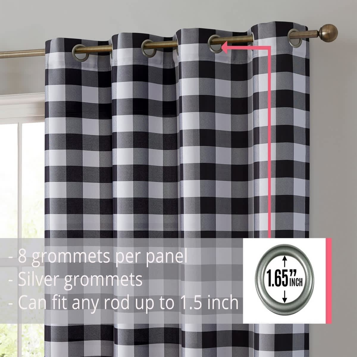 Thd Meadow Buffalo 100% Full Blackout Thermal Insulated Energy-Saving Grommet Curtain Panels (Set of 2) - Image 20