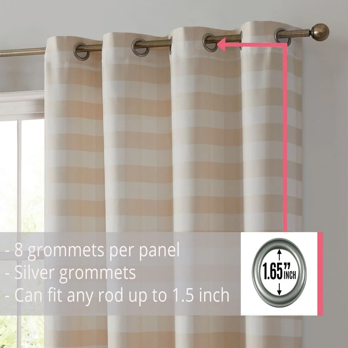 Thd Meadow Buffalo 100% Full Blackout Thermal Insulated Energy-Saving Grommet Curtain Panels (Set of 2) - Image 32