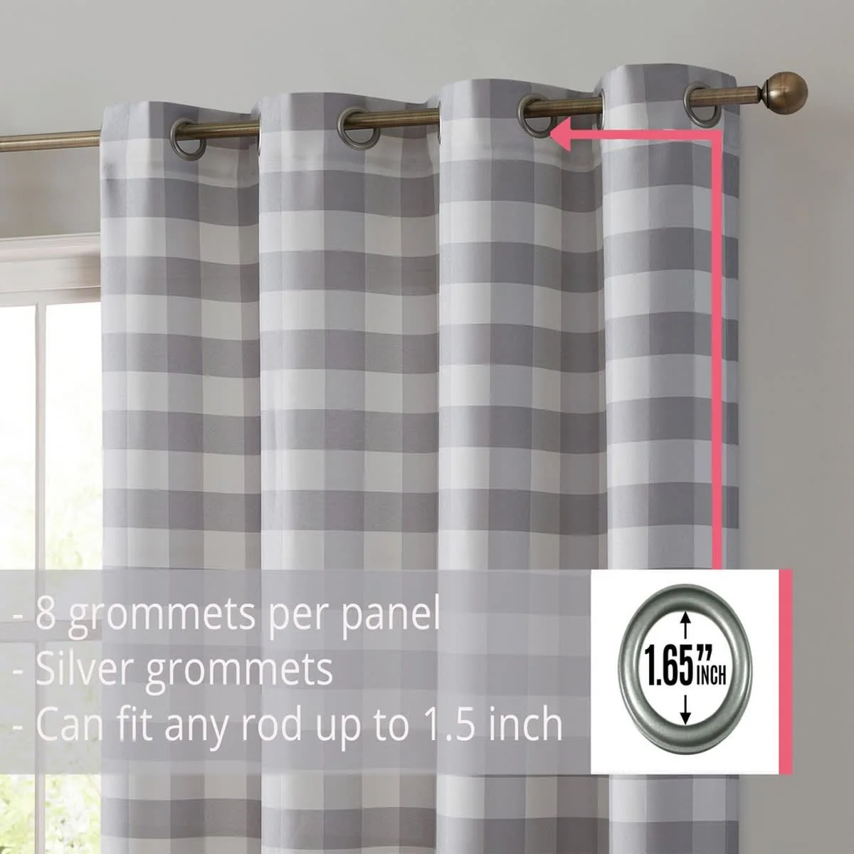 Thd Meadow Buffalo 100% Full Blackout Thermal Insulated Energy-Saving Grommet Curtain Panels (Set of 2) - Image 38