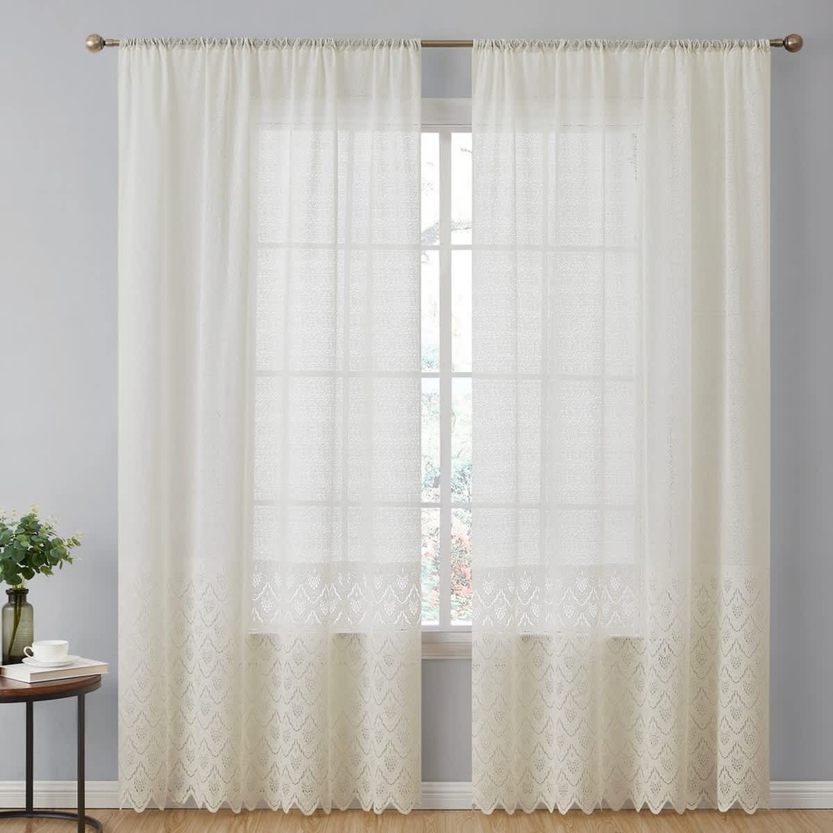 Thd Mona Macrame Lace Sheer Rod Pocket Window Treatment Curtain Panels - Set of 2 - Image 20