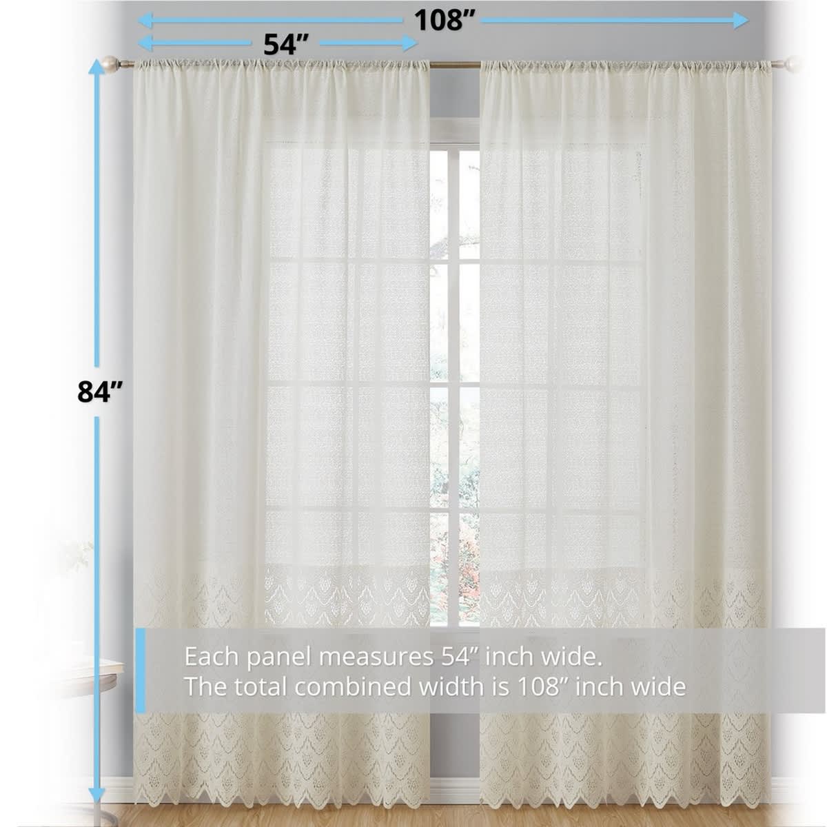 Thd Mona Macrame Lace Sheer Rod Pocket Window Treatment Curtain Panels - Set of 2 - Image 22