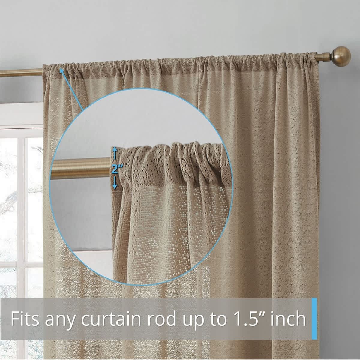 Thd Mona Macrame Lace Sheer Rod Pocket Window Treatment Curtain Panels - Set of 2 - Image 3