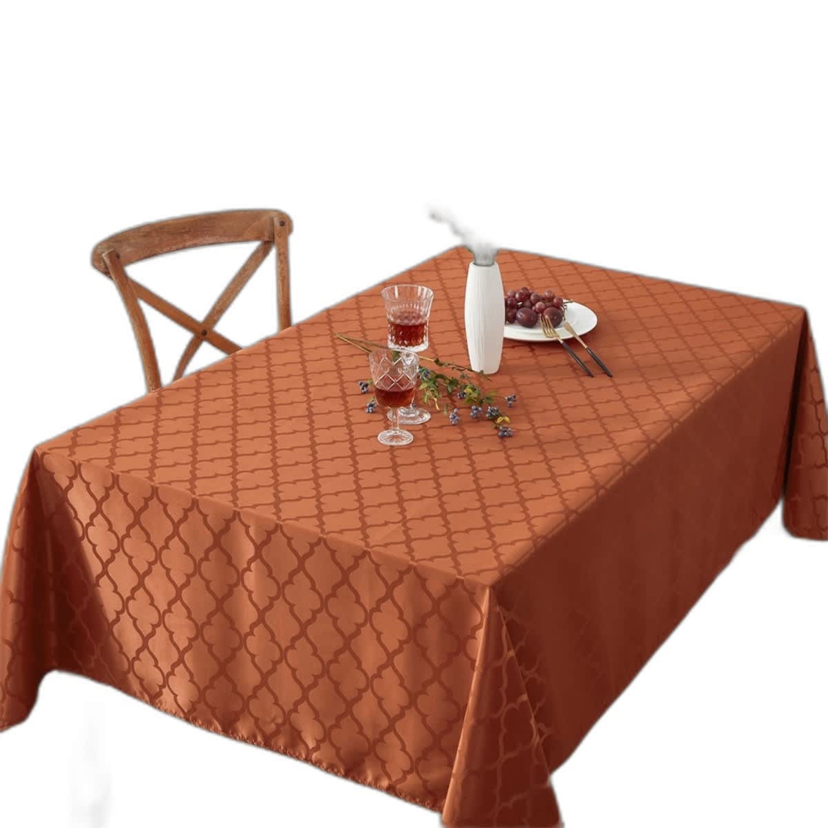 Thd Monie Geometric Lattice Fabric Tablecloth, Rectangle Table, Water, Wrinkle, & Stain Resistance - Image 11
