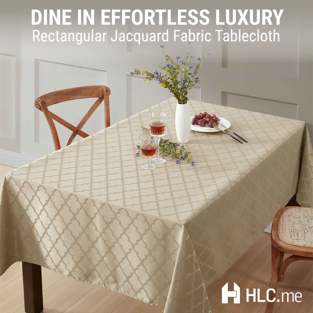Thd Monie Geometric Lattice Fabric Tablecloth, Rectangle Table, Water, Wrinkle, & Stain Resistance - Image 22
