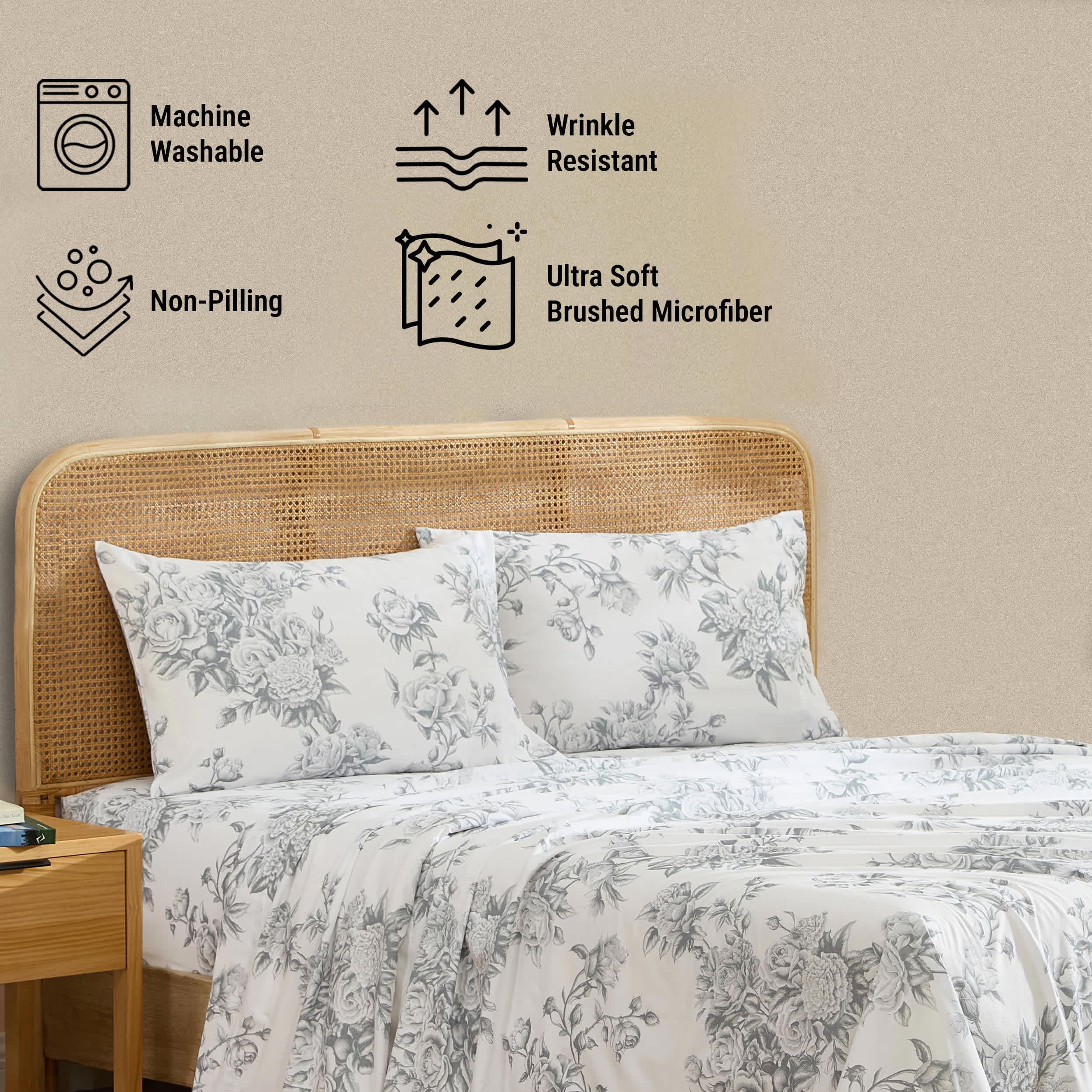Thd Multi-Piece Floral Bed Sheet Set - Wrinkle Resistant & Ultra Soft - Fits Mattresses up to 15 Inches Deep - Image 16