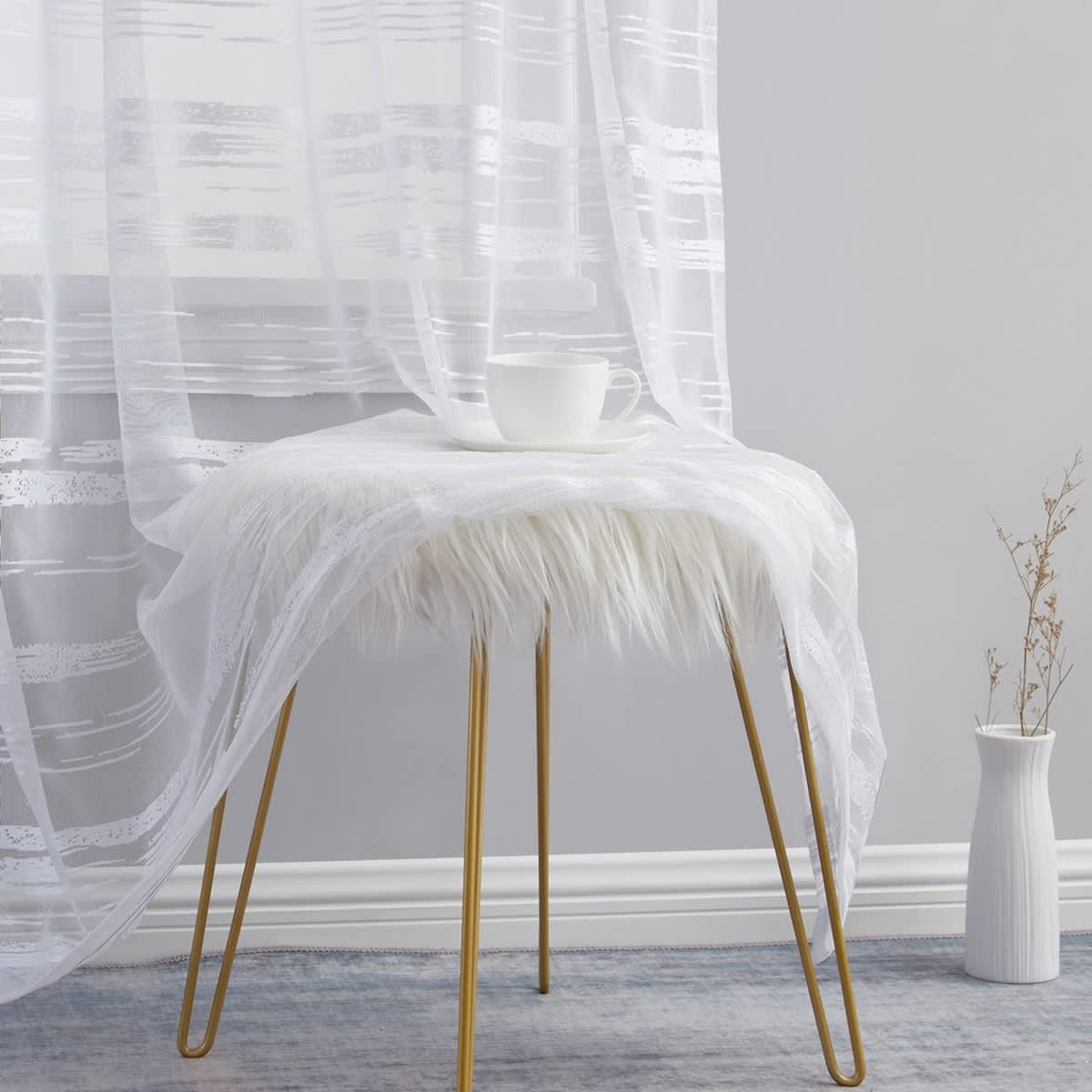 Thd Parker Stripe Decorative Transparent Sheer Grommet Sunlight Window Curtain Panels - Set of 2 - Image 22