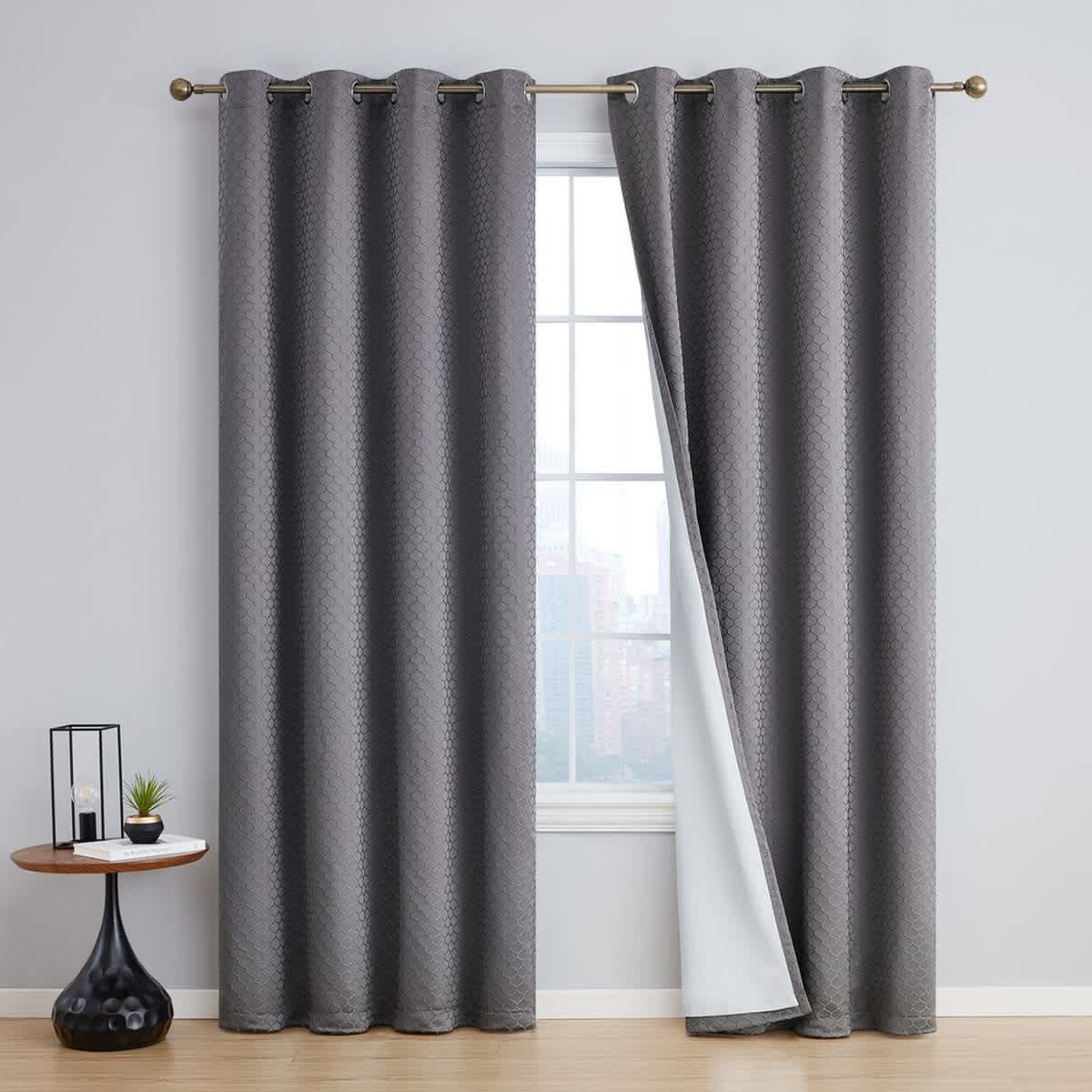Thd Passaic Geometric 100% Blackout Total Privacy Energy Efficiency Window Treatement Grommet Curtains - Set of 2 - Image 10