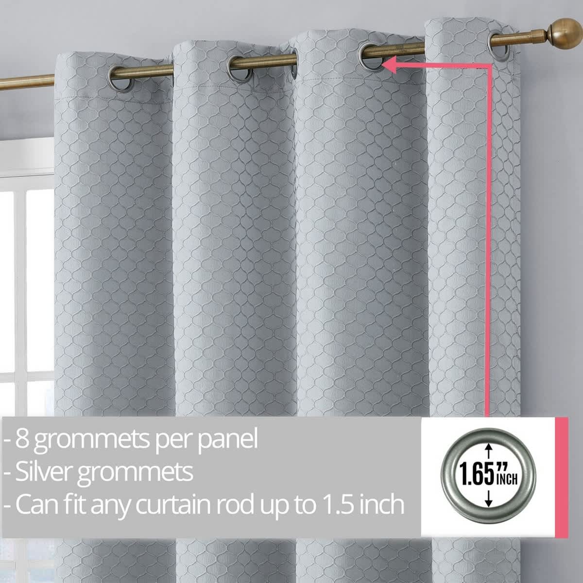 Thd Passaic Geometric 100% Blackout Total Privacy Energy Efficiency Window Treatement Grommet Curtains - Set of 2 - Image 13
