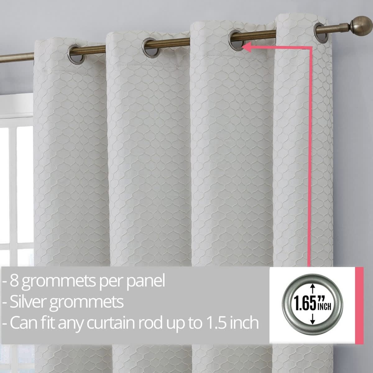 Thd Passaic Geometric 100% Blackout Total Privacy Energy Efficiency Window Treatement Grommet Curtains - Set of 2 - Image 3