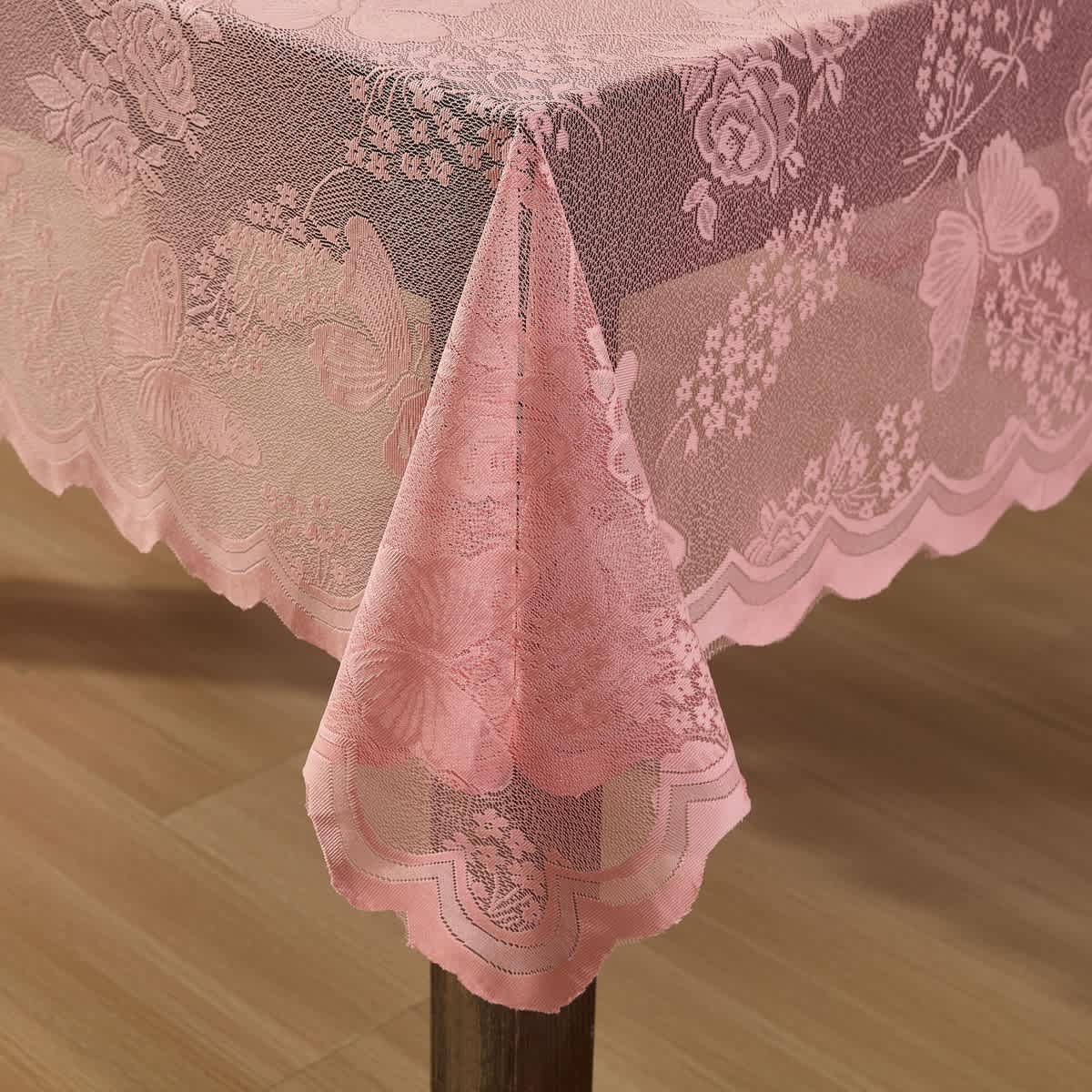 Thd Pixie Patterned Scalloped Floral Lace Fabric Tablecloth for Round or Rectangle Tables, Wrinkle Resistant - Image 6