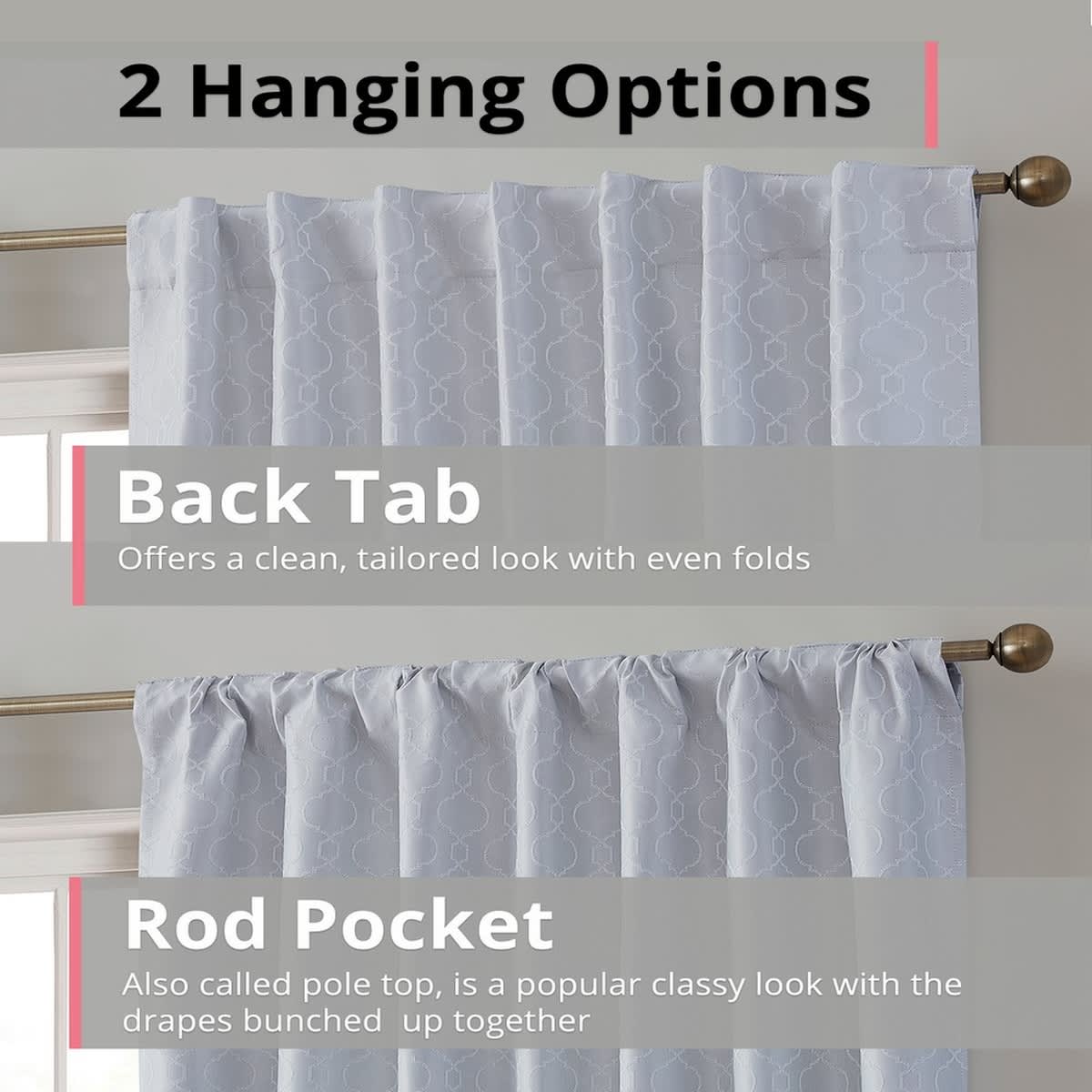 Thd Riley Moroccan 100% Complete Blackout Thermal Insulated Back Tab Rod Pocket Curtain Panels, Pair - Image 43