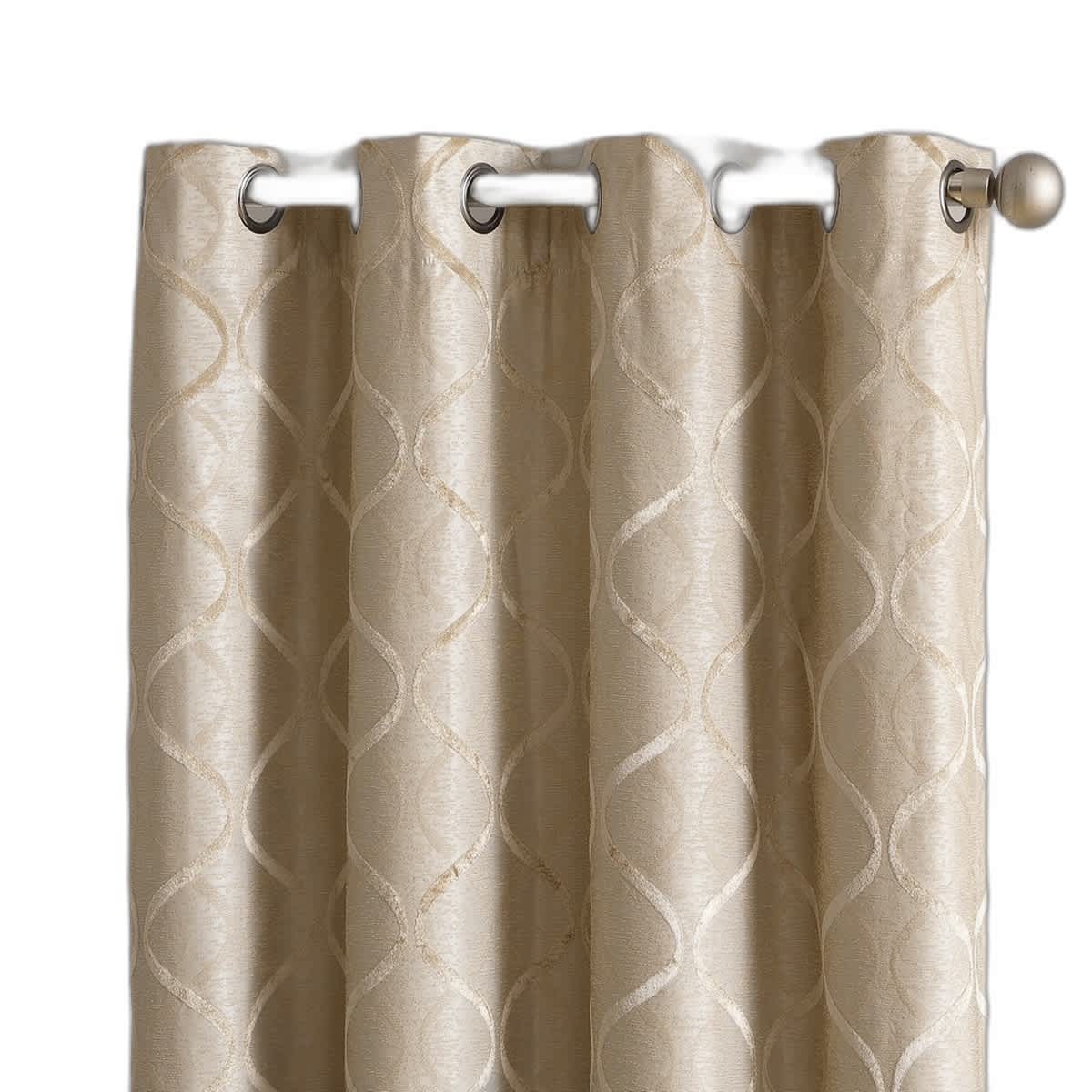 Thd Sally Flocked Lattice Geometric 100% Blackout Total Privacy Grommet Window Curtain Panels - Pair - Image 14