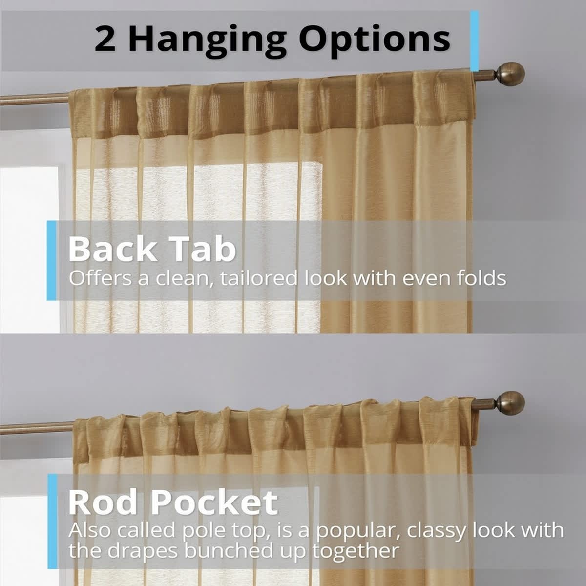 Thd Scarlett Semi Sheer Pocket Top & Back Tab Lightweight Window Curtains Drapery Panels, 2 Panels - Image 42