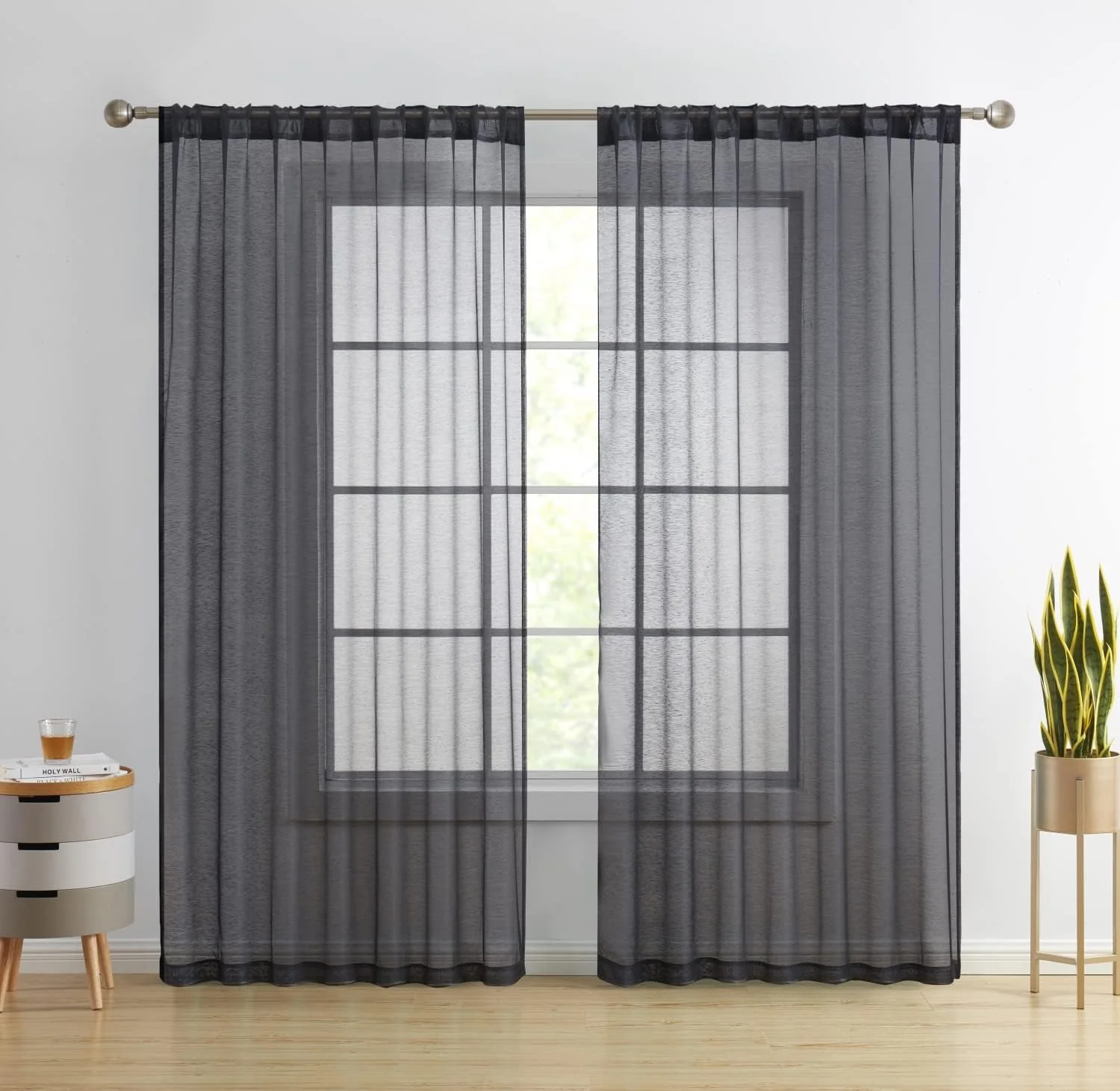 Thd Scarlett Semi Sheer Pocket Top & Back Tab Lightweight Window Curtains Drapery Panels, 2 Panels - Image 55