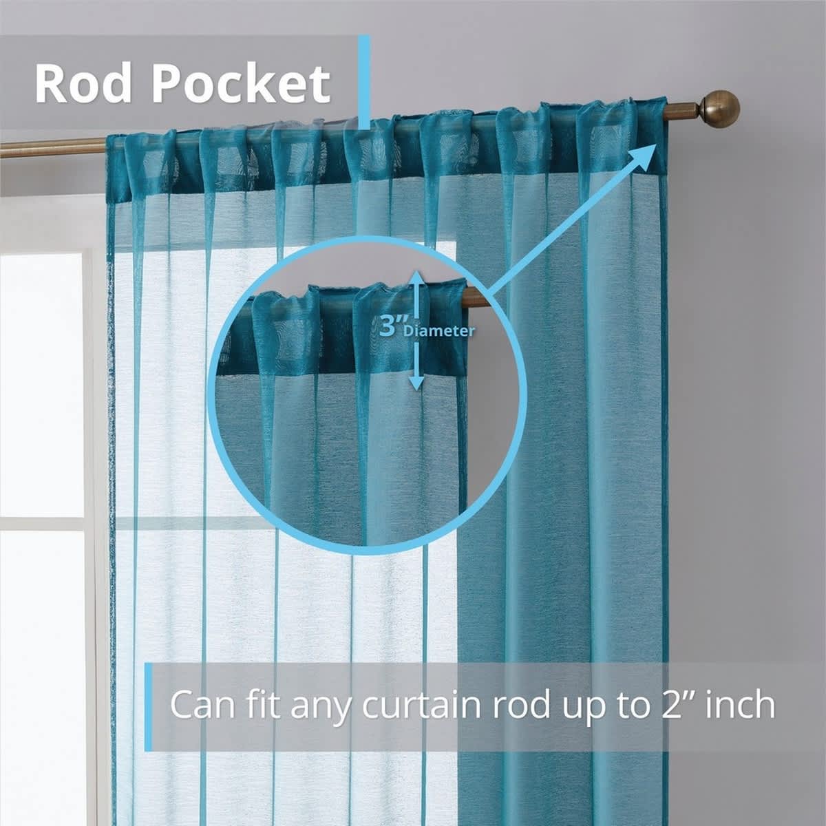 Thd Scarlett Semi Sheer Pocket Top & Back Tab Lightweight Window Curtains Drapery Panels, 2 Panels - Image 60