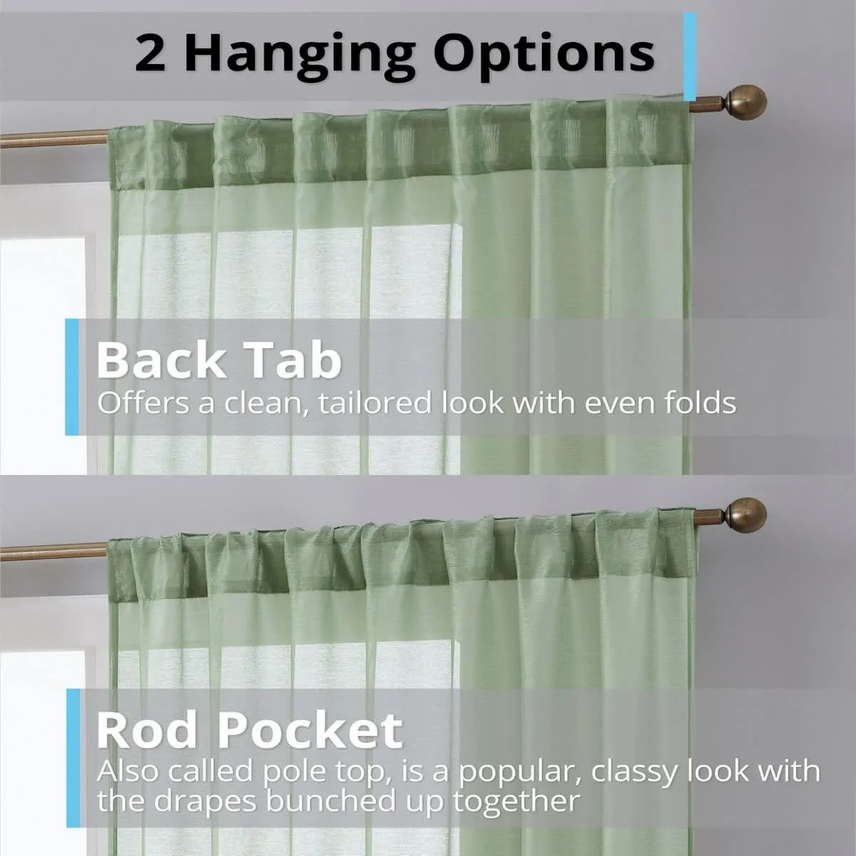 Thd Scarlett Semi Sheer Pocket Top & Back Tab Lightweight Window Curtains Drapery Panels, 2 Panels - Image 65