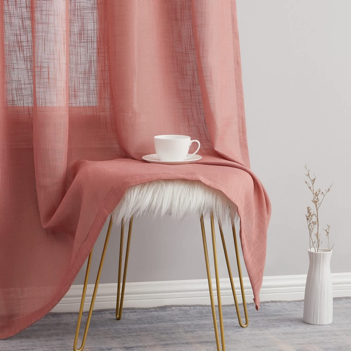 Thd Serena Faux Linen Textured Semi-Sheer Grommet Thick Curtain Panels (Set of 2) - Image 10