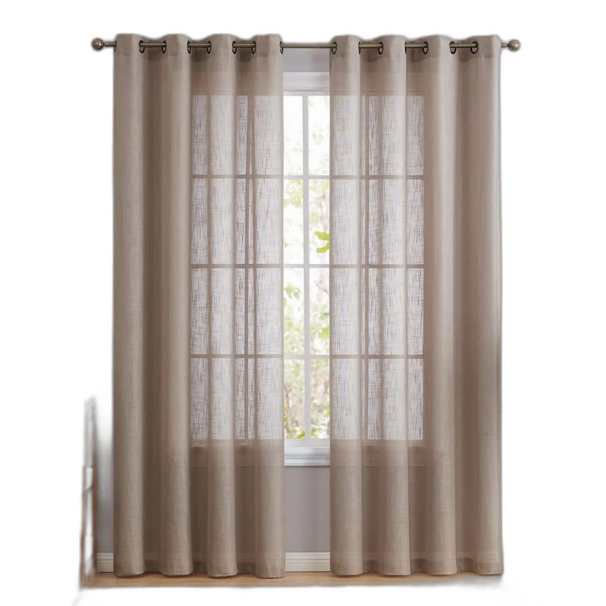 Thd Serena Faux Linen Textured Semi-Sheer Grommet Thick Curtain Panels (Set of 2) - Image 13