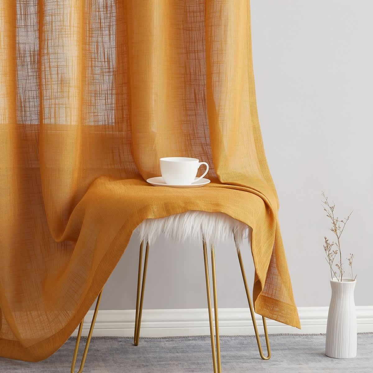 Thd Serena Faux Linen Textured Semi-Sheer Grommet Thick Curtain Panels (Set of 2) - Image 22