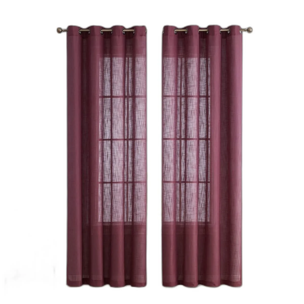 Thd Serena Faux Linen Textured Semi-Sheer Grommet Thick Curtain Panels (Set of 2) - Image 25