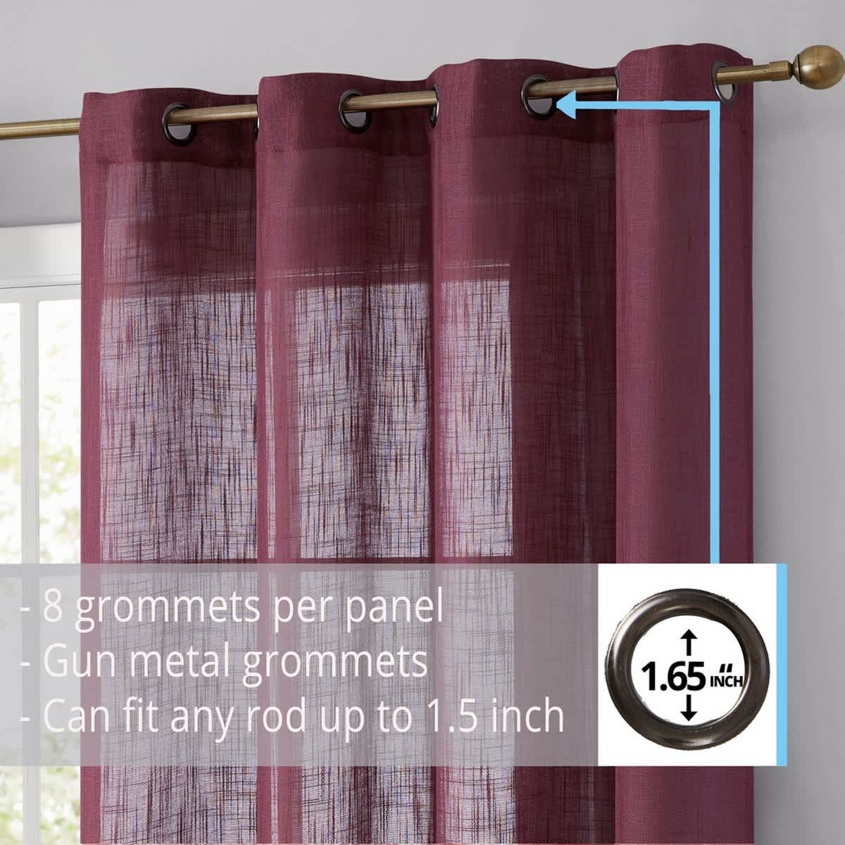 Thd Serena Faux Linen Textured Semi-Sheer Grommet Thick Curtain Panels (Set of 2) - Image 26